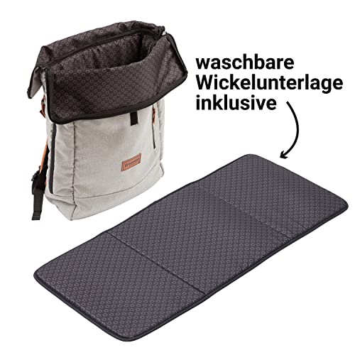 Gesslein 155 großer Wickelrucksack Wickeltasche mit einem Volumen von 30,5l! Zubehör und Kinderwagenbefestigung inkl., Anthrazit, XL