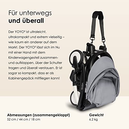 BABYZEN YOYO2 Kinderwagen (Kinderwagengestell White und 6  Textile Set Stone)   Inklusive Gurt, Rückenlehne, Verdeckbügel, Schultergurt, Aufbewahrungstasche, Sitzpolster und farbgleichem Verdeck