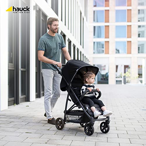 hauck Buggy Rapid 4 für Kinder ab Geburt bis ca. 3 Jahren, Kinderbuggy Klein Zusammenklappbar, mit Liegefunktion, Höhenverstellbar, Großer Korb (Black)