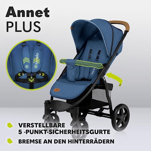 LIONELO Annet Plus Buggy bis 22 kg mit Liegefunktion, Kinderwagen klein zusammenklappbar mit Zubehör, Eva Schaum Räder, Moskitonetz, Fußdecke Getränkehalter, Korb