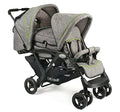 CHIC 4 BABY   Geschwisterwagen DUO mit Tragetasche und Regenschutz, Geschwisterkinderwagen für zwei Kinder, Zwillingswagen, Zwillingsbuggy, Tandemkinderwagen, Tandembuggy, Kinderwagen, Jeans grau