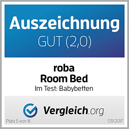 roba Beistellbett 60 x 120 cm   Adam &amp; Eule Room Bed   Babybett zum Anstellen an Elternbett   Inklusive Matratze, Bettwäsche, Himmel   Mobil &amp; Höhenverstellbar   Holz weiß