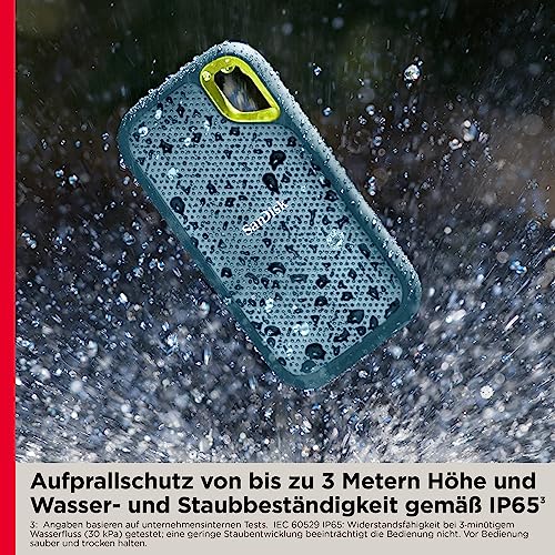 SanDisk Extreme Portable SSD 4 TB (tragbare NVMe SSD, USB C, bis zu 1.050 MB/s Lesegeschwindigkeit und 1.000 MB/s Schreibgeschwindigkeit, wasser  und staubbeständig) Monterey