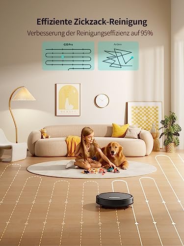 HONITURE Saugroboter mit Wischfunktion,G20 Pro Staubsauger Roboter mit 4500Pa Starke Saugkraft,7,6 cm Roboterstaubsauger mit APP Steuerung 180 Min Laufzeit,Ideal für Tierhaare,Teppiche und Hartböden
