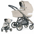 BEBECAR Zweiteiliger Kinderwagen V Plume Specials, inklusive Gestell mit Korb, Babywanne komplett mit Matratze und Buggy mit ausziehbarem Verdeck, Gestell Fumé, Farbe KP122