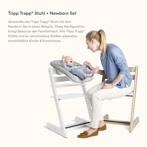 Tripp Trapp Stuhl von Stokke (Hazy Grey) mit Newborn Set (Grey)   Für Neugeborene bis zu 9 kg   Gemütlich, sicher &amp; einfach zu verwenden
