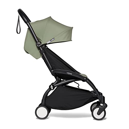 BABYZEN YOYO2 Kinderwagen (Kinderwagengestell Black und 6  Textile Set Olive)   Inklusive Gurt, Rückenlehne, Verdeckbügel, Schultergurt, Aufbewahrungstasche, Sitzpolster und farbgleichem Verdeck