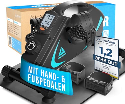 Der gelenkschonende Pedaltrainer PRO von Freithal [TESTSIEGER]   Mit Anti Rutsch Matte &amp; beleuchtetem Display   Leiser Arm und Beintrainer Senioren [Fuß  &amp; Handpedalen]   Mini Heimtrainer Fahrrad