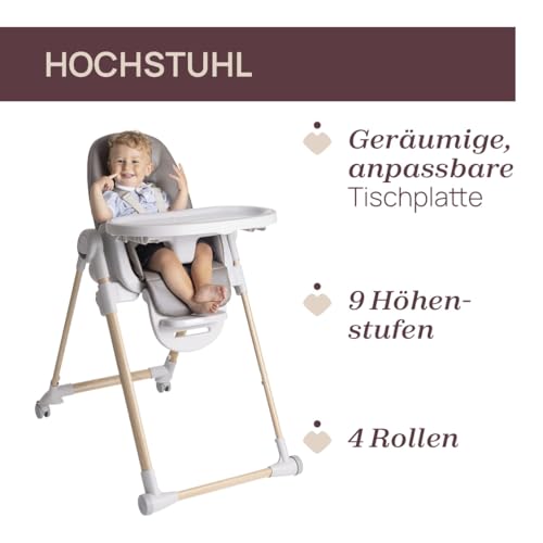 Chicco Polly Armonia, Kinderhochstuhl für Babys von der Geburt bis 40 kg, Hochstuhl mit verstellbarer Höhe und Fußstütze, Kompakt verstaubar, Modernes Design