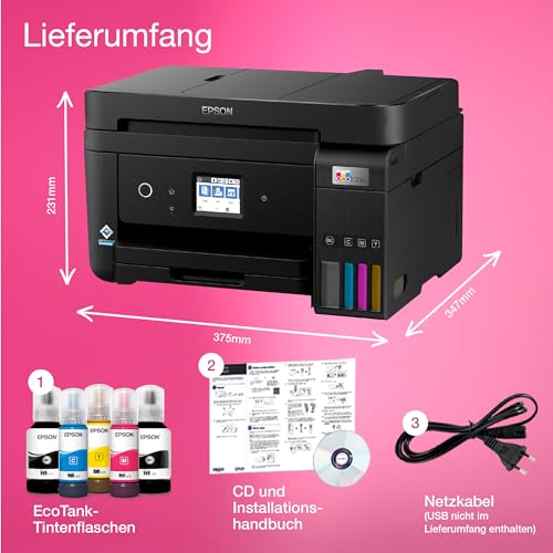 Epson EcoTank ET 4850 A4 Multifunktions Wi Fi Tintentankdrucker, mit einem im Lieferumfang enthaltenen Vorrat an Tinten bis zu 3 Jahren