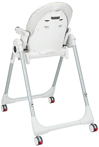 Peg Perego Prima Pappa Follow Me   Ice   Hochstuhl mit Baby Liegefunktion und 4 Doppelrollem mit Bremsen, Lederimitat Bezug, grau