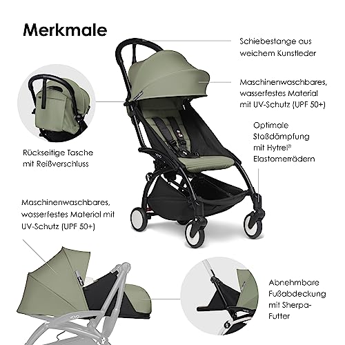 BABYZEN YOYO2 Kompletter Kinderwagen   Inklusive YOYO 0  Neugeborenen Set (Olive), Kinderwagengestell (Black) &amp; 6  Textilset (Olive)   für Kleinkinder bis 22 kg