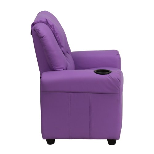 Flash Furniture Lehnsessel für Kinder, modern, mit Becherhalter und Kopfstütze, Holz, lila Vinyl, 61 x 48 x 48 cm