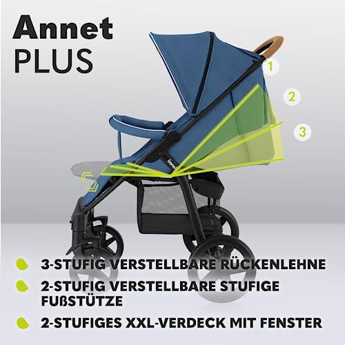 LIONELO Annet Plus Buggy bis 22 kg mit Liegefunktion, Kinderwagen klein zusammenklappbar mit Zubehör, Eva Schaum Räder, Moskitonetz, Fußdecke Getränkehalter, Korb