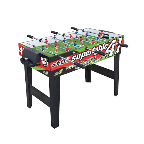 Sport One Unisex Jugend 4 in 1 Tisch Mini 3vs3 (Fußball, Tischtennis, Karambola, Hockey), Holz, Einheitsgröße