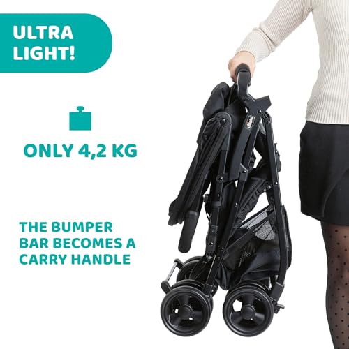 Chicco OHlalà 3 Ultra Leichtgewicht Kinderwagen von Geburt bis 15 kg, Liege  und Faltbuggy mit großem Einkaufskorb, Kompakt, Regenschutz und Ausziehbares Verdeck