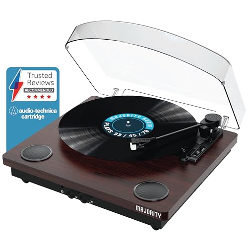 Schallplattenspieler mit Lautsprecher | Plattenspieler mit Bluetooth Senden &amp; Empfangen | Vinyl Record Player 33/45/78 | Turntable Vinyl USB Aufnahme | Plattenspieler Retro mit Slipmat | MAJORITY Moto