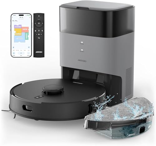 AIRROBO T20  Saugroboter mit Wischfunktion, 3.5L Staubsauger Roboter mit Absaugstation, 180Min Laufzeit, LiDAR Navigation, Starke Saugkraft ideal für Teppich und Tierhaare, App Steuerung