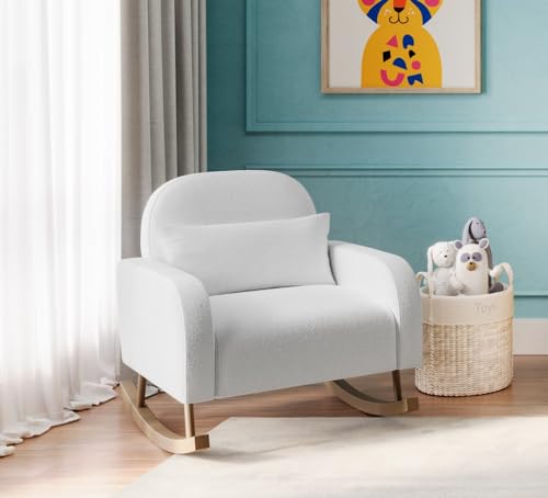 Nurture&amp; The Rocking Chair   Smooth Rock for Ultimate Nursery Comfort and Relaxation, Effortlessly Transforms into a Modern Sessel, Ideal for Living Room and Bedroom(Boucle)