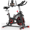 Advamsoler Heimtrainer Fahrrad, Indoor Fitnessbike mit LCD Monitor, Tablet Halterung und bequemem Sitzkissen, Ergometer Hometrainer Fahrrad Cardio Training Spinning Bike