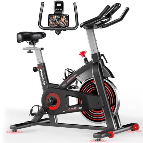 Advamsoler Heimtrainer Fahrrad, Indoor Fitnessbike mit LCD Monitor, Tablet Halterung und bequemem Sitzkissen, Ergometer Hometrainer Fahrrad Cardio Training Spinning Bike