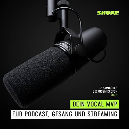 Shure SM7B Dynamisches Gesangsmikrofon für Rundfunk, Podcast und Aufnahmen, XLR Studiomikrofon für Musik und Sprache, breiter Frequenzbereich, Warmer und weicher Klang   Schwarz