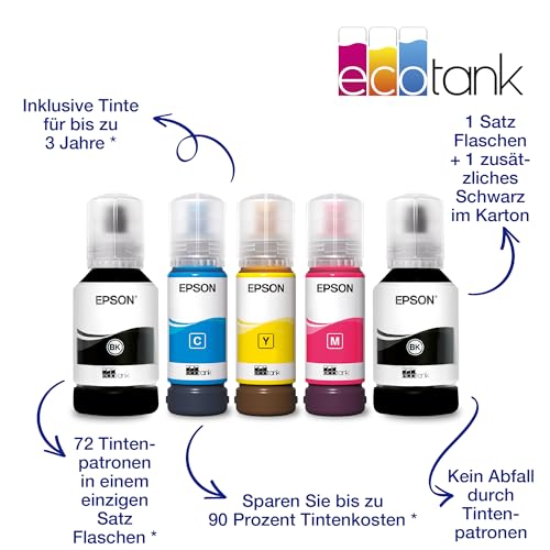 Epson EcoTank ET 4850 A4 Multifunktions Wi Fi Tintentankdrucker, mit einem im Lieferumfang enthaltenen Vorrat an Tinten bis zu 3 Jahren