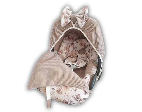 Babyschalenbezug Sommerbezug Maxi Cosi Pebble oder Cabriofix Rosen beige (Komplettset)