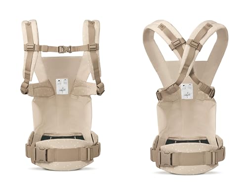 Ergobaby Omni Dream Babytrage für Neugeborene ab Geburt bis 20kg, 4 Positionen SoftTouch Cotton Ergonomische Babybauchtrage Rückentrage Baby Tragetasche, Natural Dots