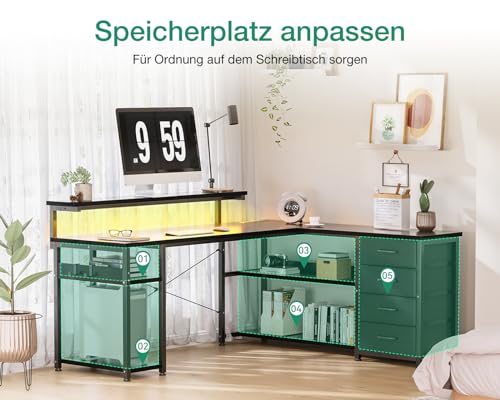 ODK Eckschreibtisch mit Schubladen & USB-Ladeanschluss