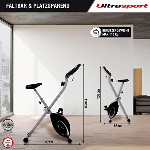 Ultrasport Heimtrainer Fahrrad Klappbar I Hometrainer Fahrrad Klappbar mit Komfort Sattel I Ergometer Heimtrainer, Fitnessbikes, Indoor Bike, Trimmrad Heimtrainer Klappbar