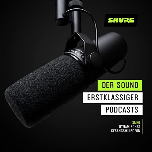 Shure SM7B Dynamisches Gesangsmikrofon für Rundfunk, Podcast und Aufnahmen, XLR Studiomikrofon für Musik und Sprache, breiter Frequenzbereich, Warmer und weicher Klang   Schwarz