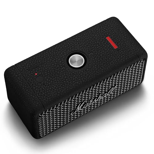 Marshall Emberton II tragbare Bluetooth Lautsprecher, kabellos, koppelbar, IP67 Staub und wasserfest, über 30 Stunden Spielzeit, Schnellladung, Innen  und Außenlautsprecher   Schwarz und Stahl