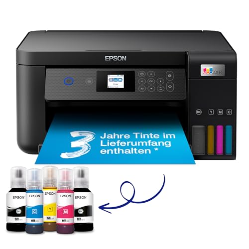 Epson EcoTank ET 2850 A4 Multifunktions Wi Fi Tintentankdrucker, mit einem im Lieferumfang enthaltenen Vorrat an Tinten bis zu 3 Jahren