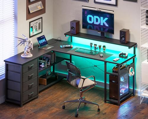 ODK Eckschreibtisch mit Schubladen & USB-Ladeanschluss