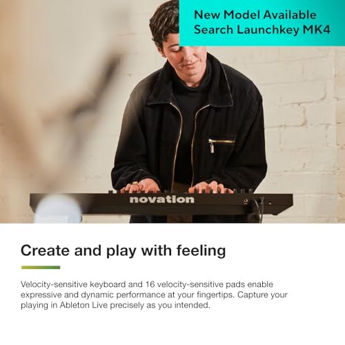 Novation Launchkey 49 [MK3] MIDI Controller Keyboard – Nahtlose Integration in Ableton Live. Akkordmodus, Skalenmodus und Arpeggiator. Sämtliche Software, die Sie für die Musikproduktion benötigen.