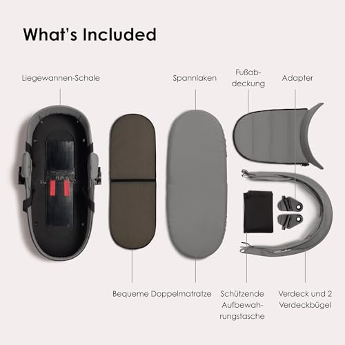Babyzen YOYO 0  Liegewanne, Grey   Mit Dicker Doppelmatratze; Schale und Verdeck belüftet   Nur mit YOYO2 Gestell verwendbar (separat erhältlich)