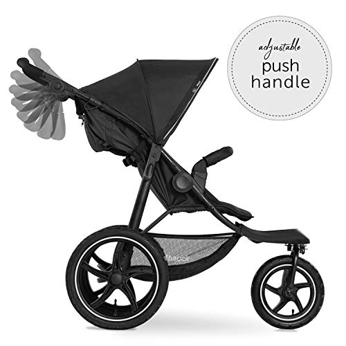 hauck Kinderwagen Runner 2, Dreirad Buggy mit XL Lufträder für Kinder bis 22 kg, UV Schutz 50 , Belüftungsfenster, Höhenverstellbar, Faltbar, XL Korb bis 3 kg, Liegefunktion (Black)