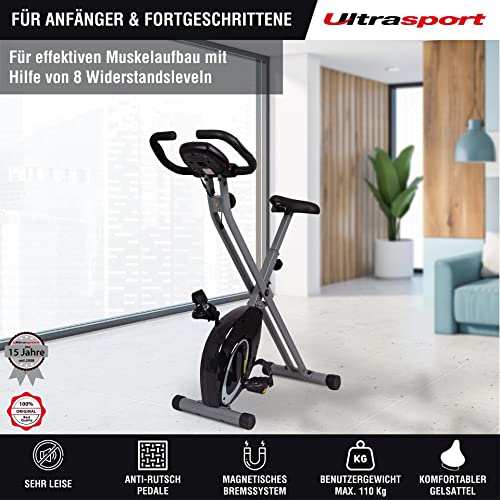 Ultrasport Heimtrainer Fahrrad Klappbar I Hometrainer Fahrrad Klappbar mit Komfort Sattel I Ergometer Heimtrainer, Fitnessbikes, Indoor Bike, Trimmrad Heimtrainer Klappbar