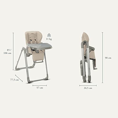 Inglesina My Time Hochstuhl, Pepper, Verstellbar von Geburt bis 36 Monate, Faltbar, Modernes Design, Höchster Komfort und Hygiene