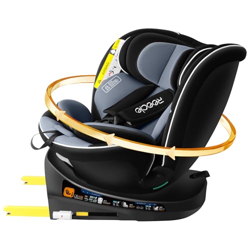 Reecle I Size Kindersitz 360 Drehbar mit ISOFIX 40 150 cm, 0 12 Jahre, Reboarder Kinderautositz (Schwarz)
