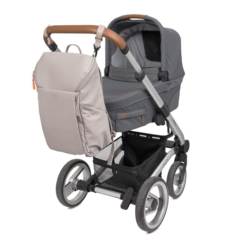 LÄSSIG Baby Wickelrucksack mit Wickelunterlage, Kinderwagenbefestigung und Flaschenhalter/GRE Slender Up Backpack