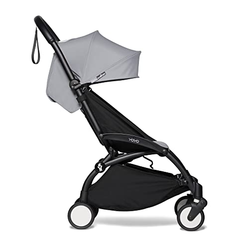 BABYZEN YOYO2 Kinderwagen (Kinderwagengestell Black und 6  Textile Set Stone)   Inklusive Gurt, Rückenlehne, Verdeckbügel, Schultergurt, Aufbewahrungstasche, Sitzpolster und farbgleichem Verdeck