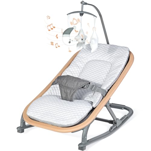 Orzbow Faltbar Babywippe,Leichtgewicht Baby Schaukel mit Abnehmbarem Kissen,Winkel Verstellbar,Rückenstütze,0 9 Monate,Max 9.5kg,Klassisch Grau