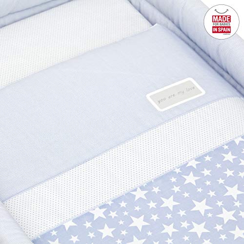 Cambrass 34986 Babybett Aus Holz X Form plus Himmel (Stange) Kollektion, Star, 55 x 87 x 74 cm, hellblau