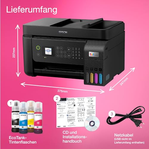 Epson EcoTank ET 4800 A4 Multifunktions Wi Fi Tintentankdrucker, mit einem im Lieferumfang enthaltenen Vorrat an Tinten bis zu 3 Jahren