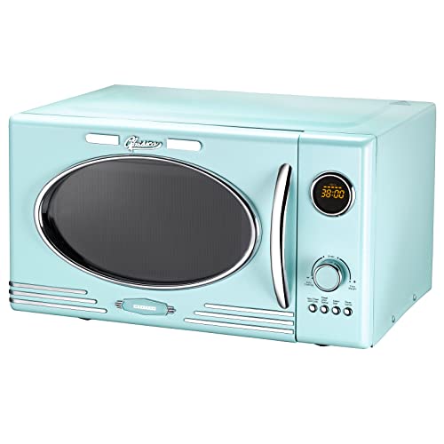 Melissa 16330131 Retro Mikrowelle/900 Watt/23 Liter Garraum,Design Mikrowelle mit Grill/Peppermint Baby Blau