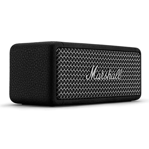 Marshall Emberton II tragbare Bluetooth Lautsprecher, kabellos, koppelbar, IP67 Staub und wasserfest, über 30 Stunden Spielzeit, Schnellladung, Innen  und Außenlautsprecher   Schwarz und Stahl