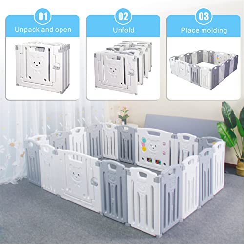 Gupamiga Laufstall Baby Laufgitter Baby 195 x 190 Sicherheits Aktivitätszentrum 18 Paneele PLP WL007 18