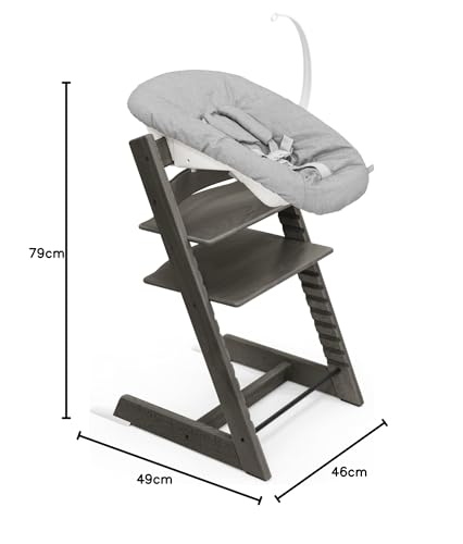 Tripp Trapp Stuhl von Stokke (Hazy Grey) mit Newborn Set (Grey)   Für Neugeborene bis zu 9 kg   Gemütlich, sicher &amp; einfach zu verwenden